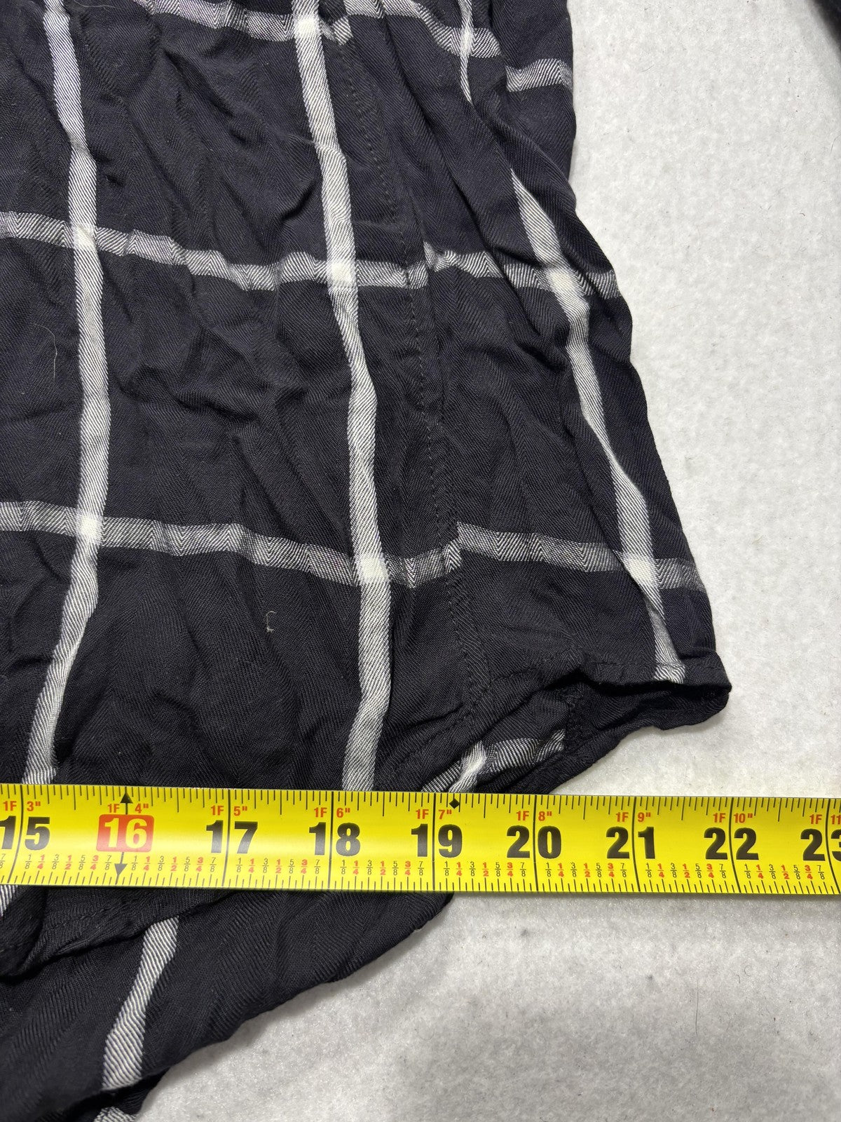 Stylus Button Up Shirt Womens L Black Plaid Long Sleeve Tunic Top Casual Fall