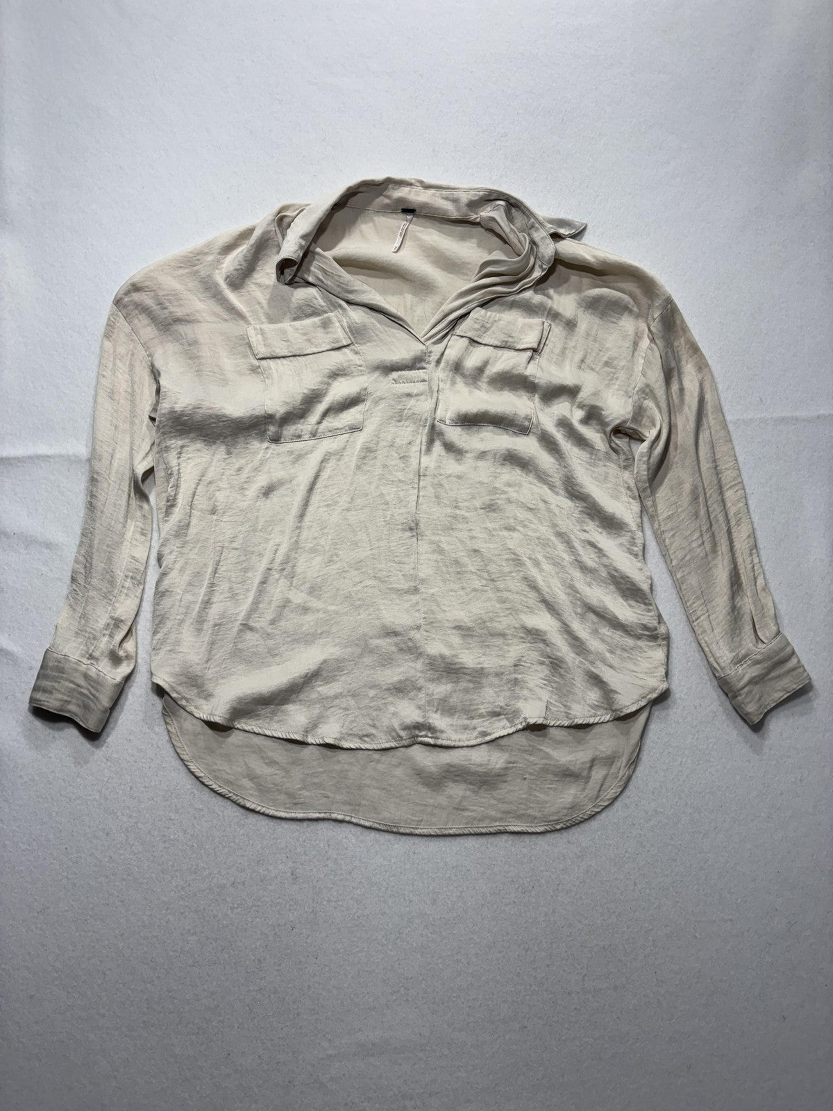 American Eagle Outfitters Blouse Womens XS White V Neck Long Sleeve Tunic Top