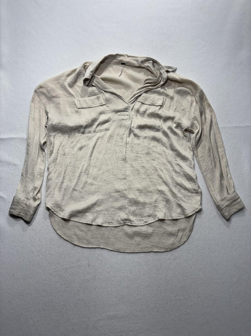 American Eagle Outfitters Blouse Womens XS White V Neck Long Sleeve Tunic Top