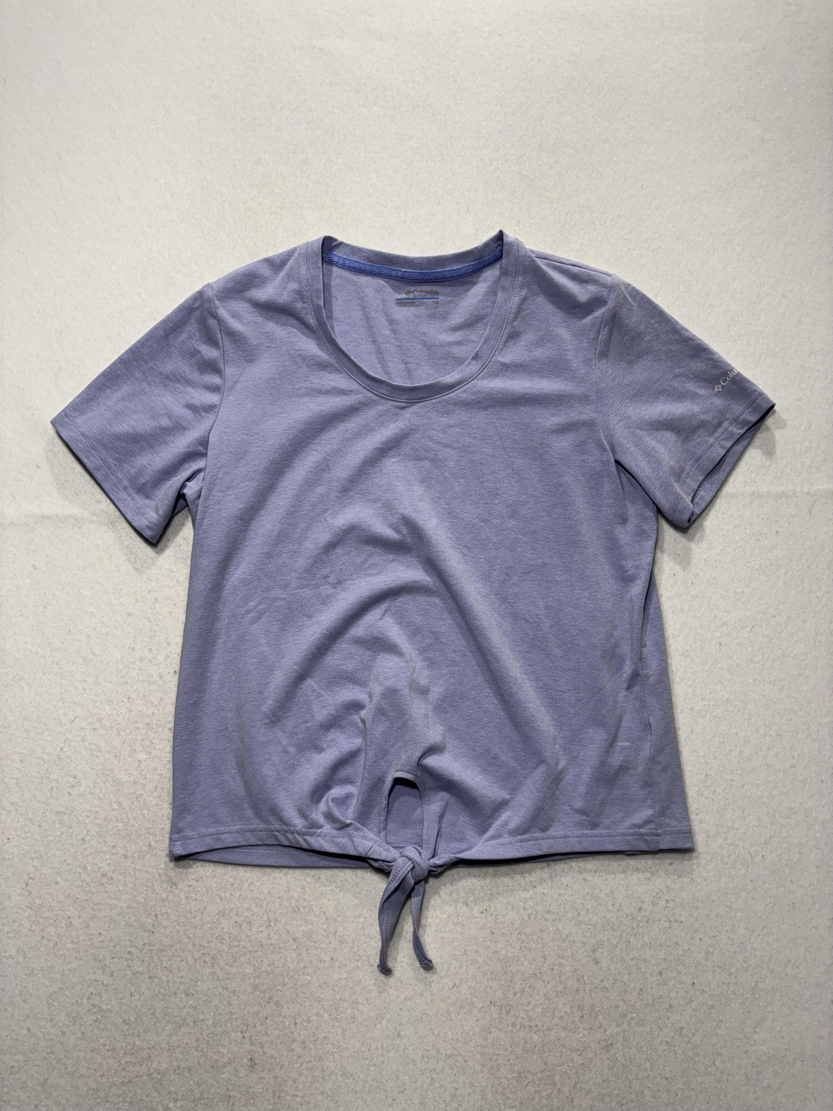 Columbia Top Womens M Purple Tie Front T Shirt Scoop Neck Stretch Casual