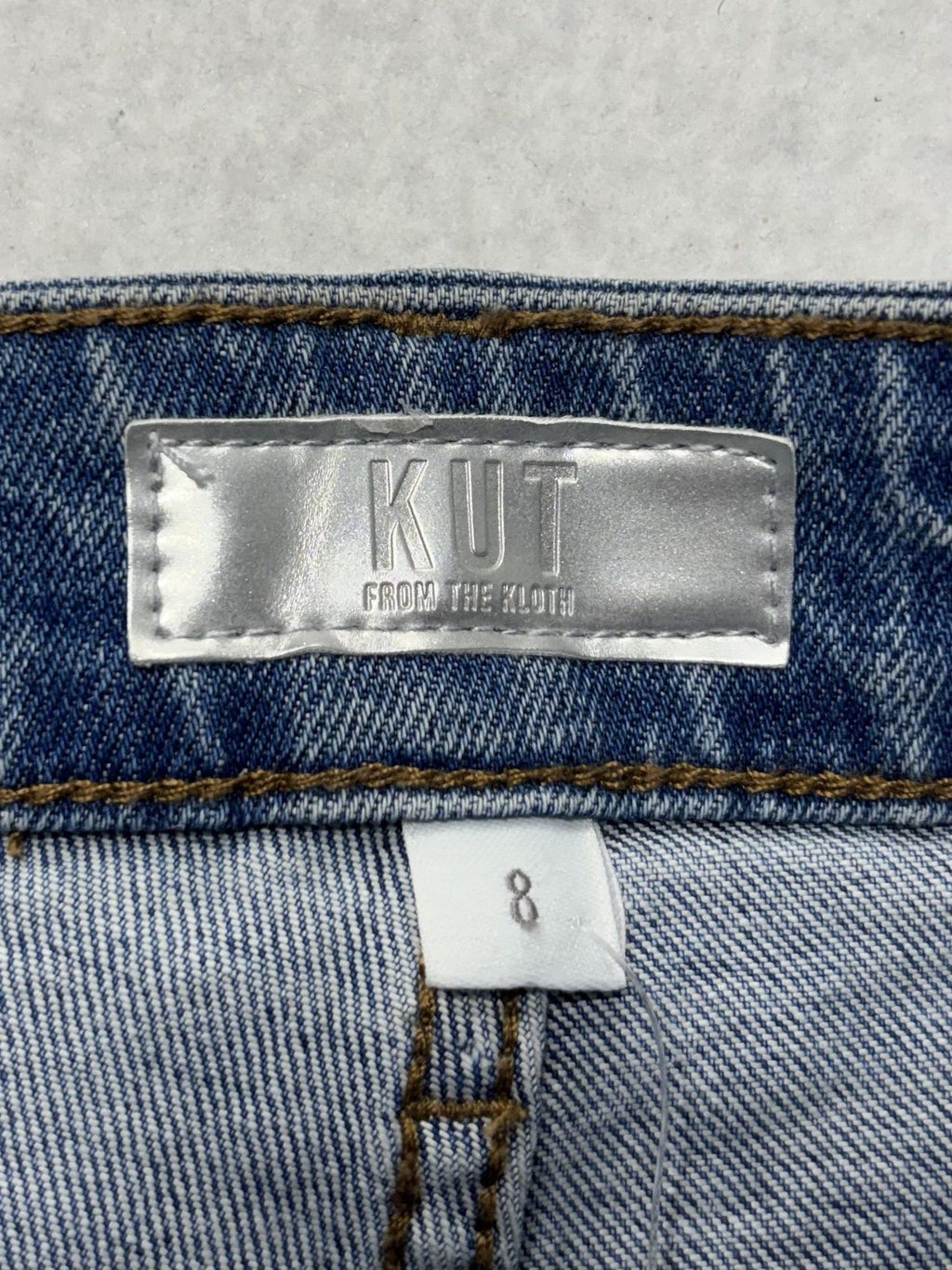KUT From The Kloth Ashley Slouchy Barrel Jeans Womens 8 Silver High Rise Crop