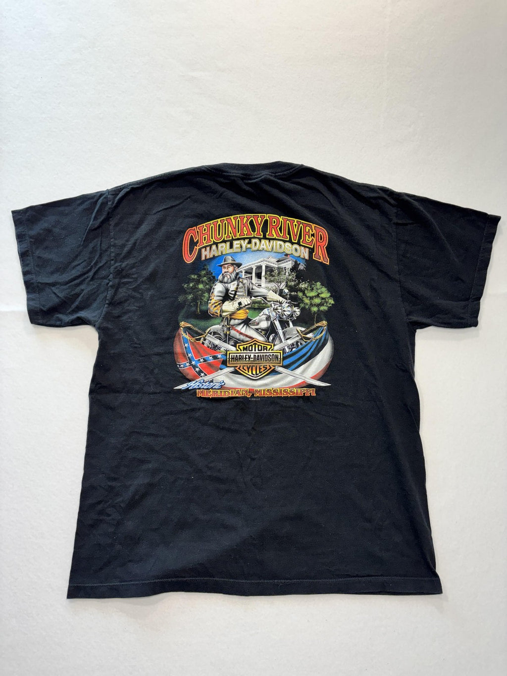Vintage Harley-Davidson Shirt Mens XL Black Chunky River Meridian MS 2000s USA