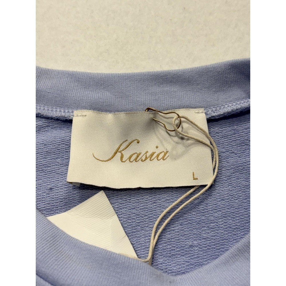 Kasia Tank Top Womens Large Purple Crew Neck Elastic Waist Jersey Summer Casual