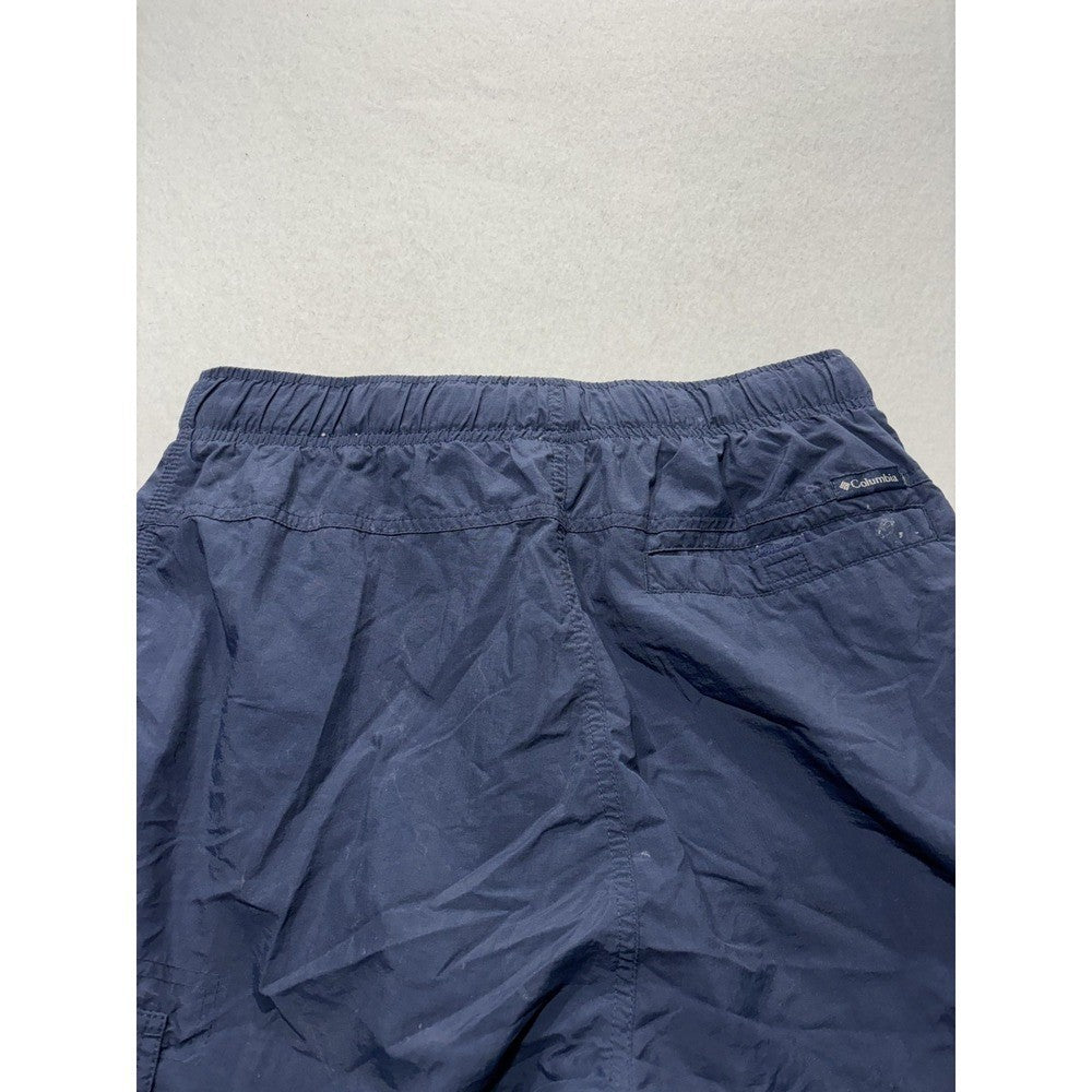Columbia Mens Medium Blue Swim Shorts Elastic Waist Quick Dry Lined Cargo Trunks
