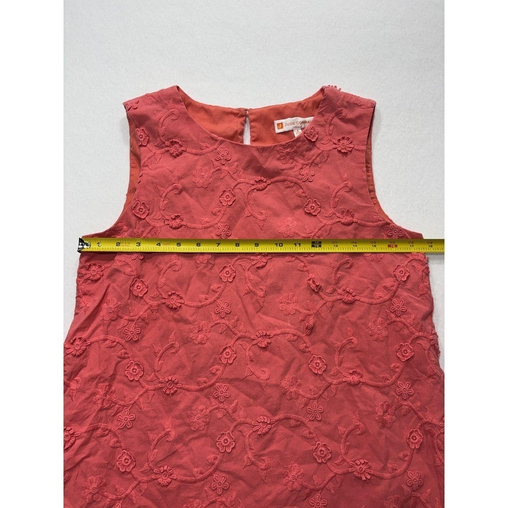 Jude Connally Womens 8 Pink Floral Embroidered Sleeveless Shift Dress 114584