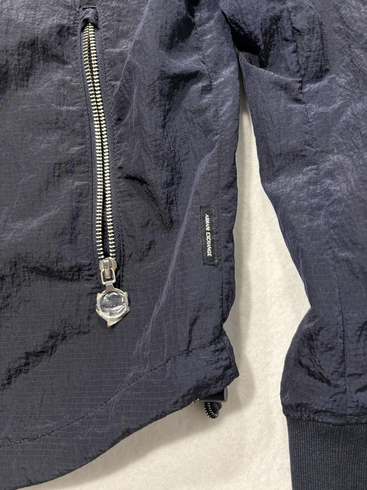 Armani Exchange Jacket Mens XL Blue Nylon Bomber Full Zip Lightweight Casual