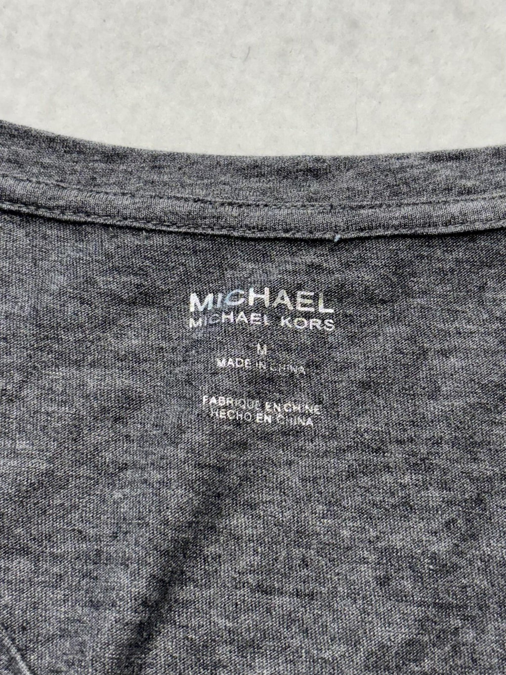 MICHAEL Michael Kors Shirt Womens Medium Gray Leopard MK Logo Short Sleeve Tee