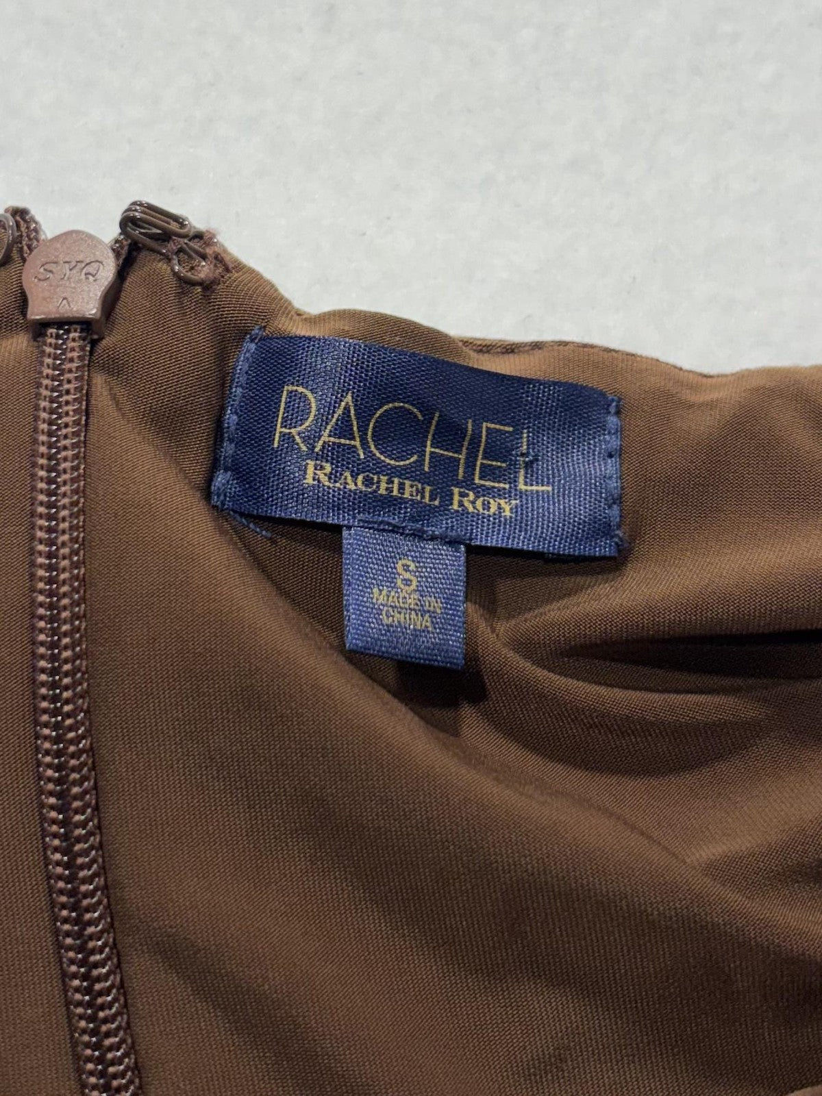RACHEL Rachel Roy Dress Womens Small Brown Strapless Ruched Jersey Maxi