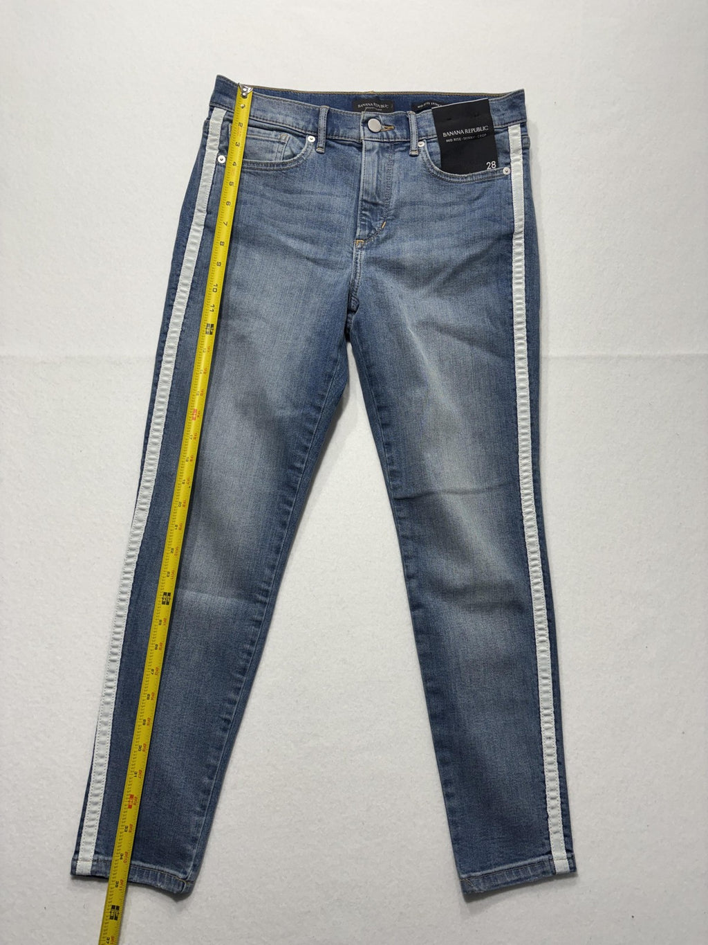Banana Republic Jeans Womens 28 Blue Wash Mid Rise Skinny Crop Stripe 28x27.5