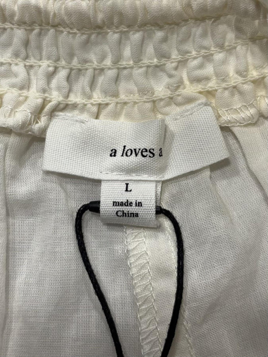A Loves A Shorts Womens Large White Gauze Skimmer Tassel Drawstring Lace Trim