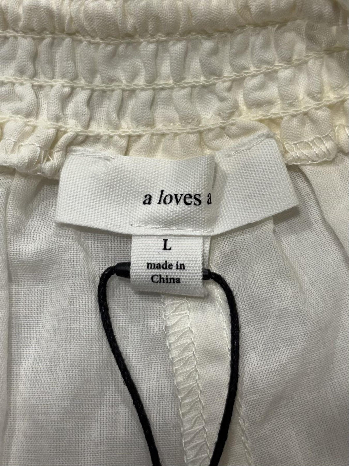 A Loves A Shorts Womens Large White Gauze Skimmer Tassel Drawstring Lace Trim