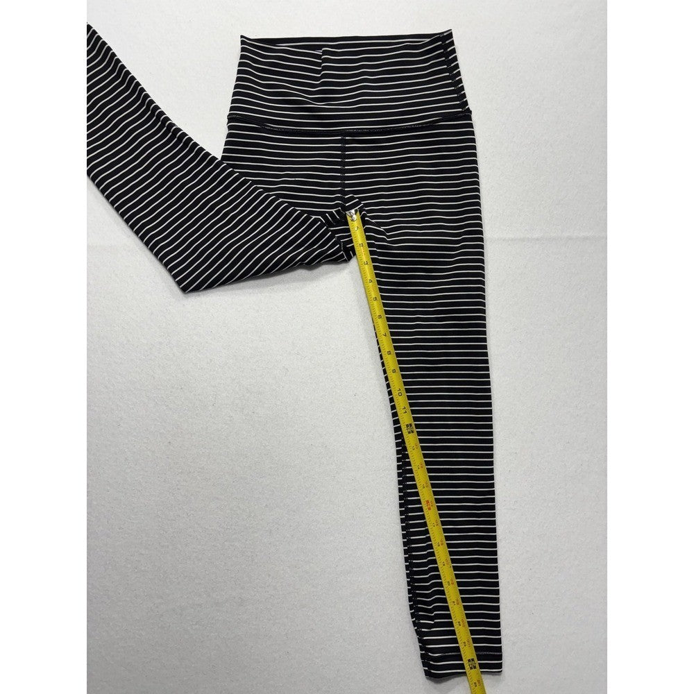 Lululemon Leggings Womens Small Black Stripe High Rise 25" Inseam Stretch Ankle