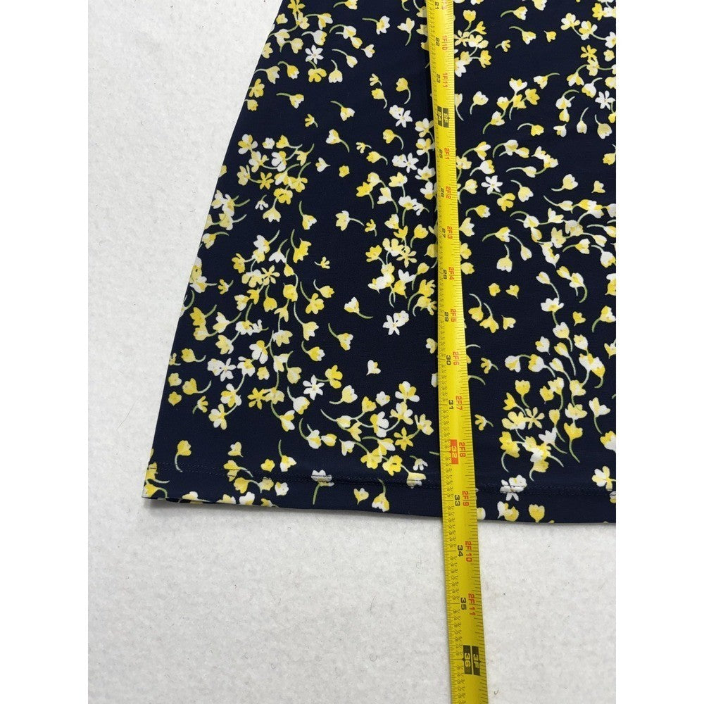 Tommy Hilfiger Womens 6 Blue Floral Ruffle Scoop Neck A-Line Dress A22J1LVY