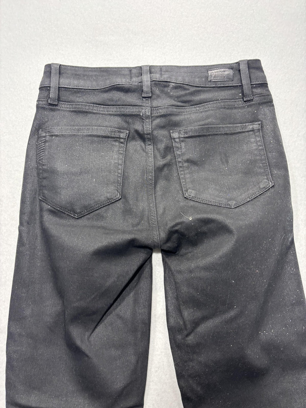 Paige High Rise Edgemont Jeans Womens 26 Black Wash Skinny 26x28 Zip Pockets