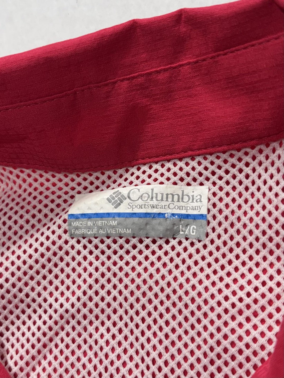 Columbia PFG Shirt Mens Large Red Long Sleeve Fishing Button Up Vented