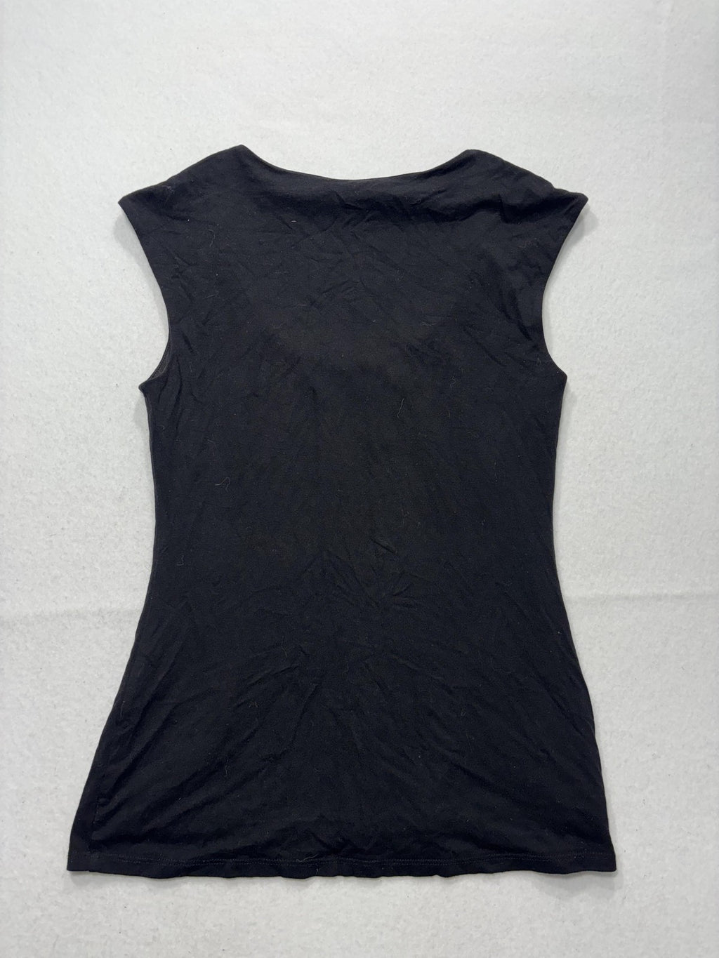 White House Black Market Tank Womens XXS Black Scoop Neck Pleated Lined Stretch