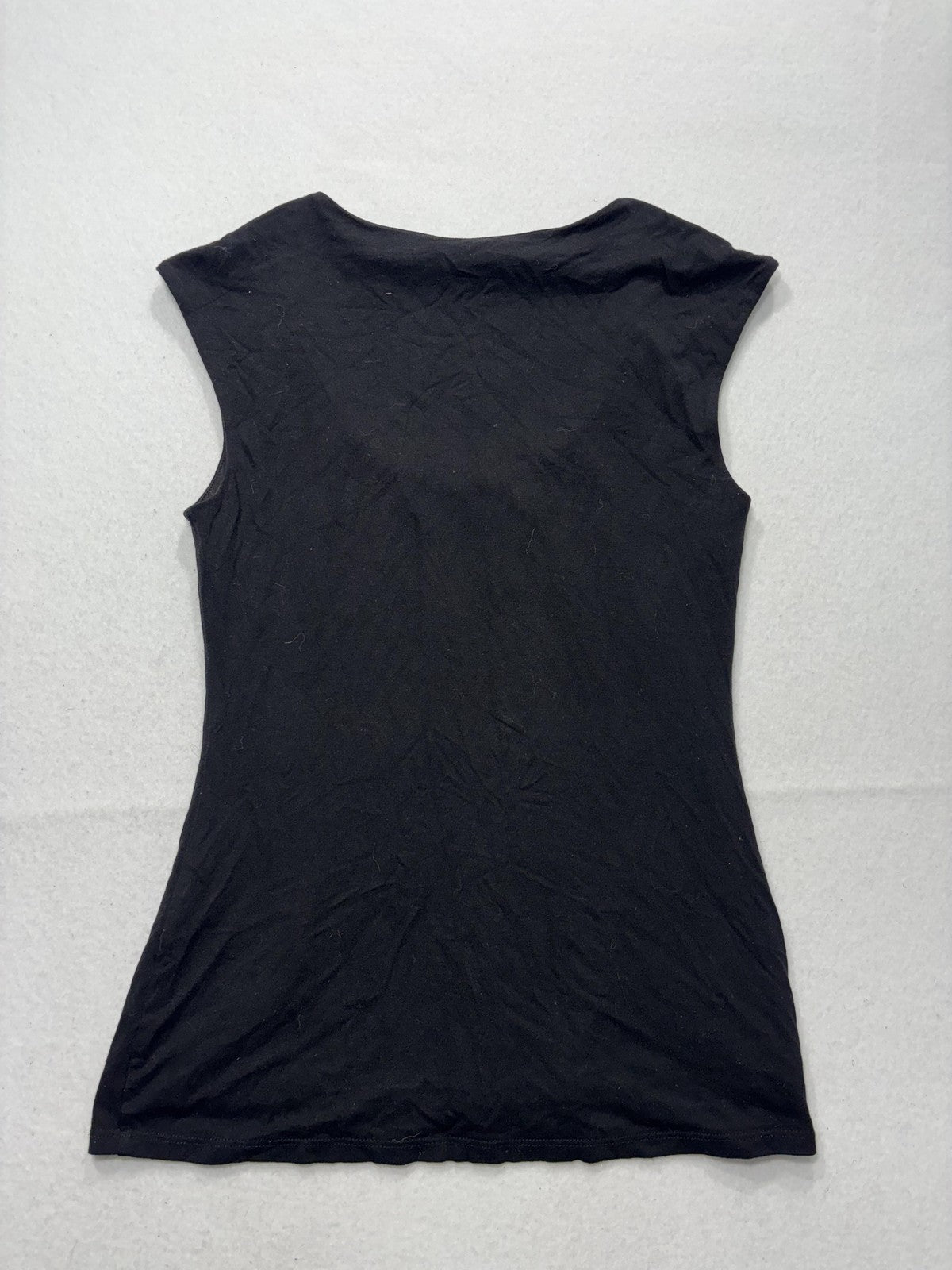 White House Black Market Tank Womens XXS Black Scoop Neck Pleated Lined Stretch