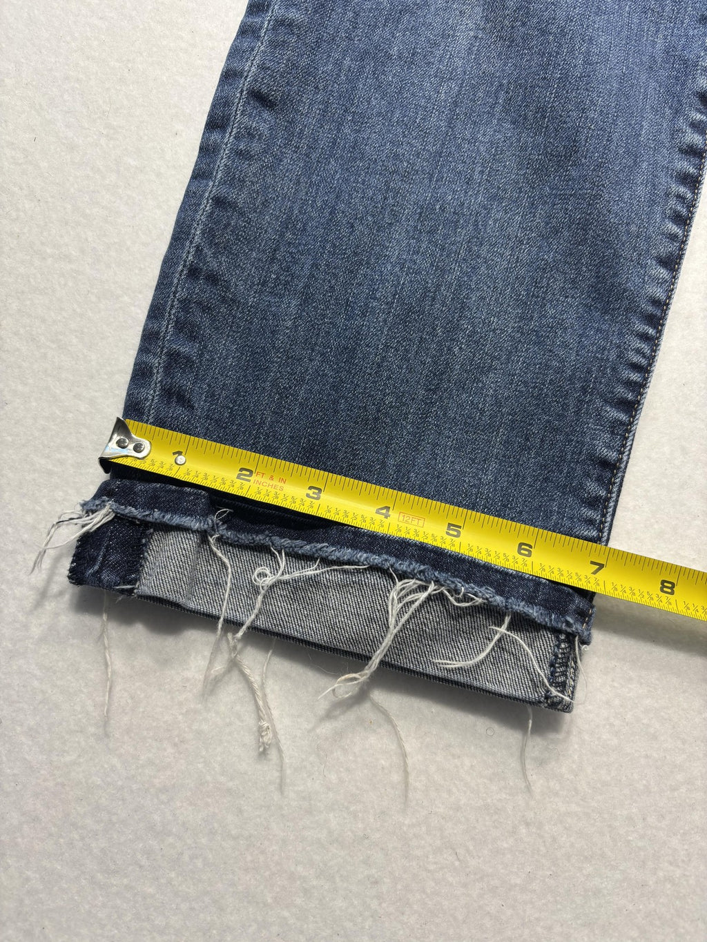 KUT From The Kloth Jeans Womens 14 Blue Mid Rise Straight Raw Hem Distressed