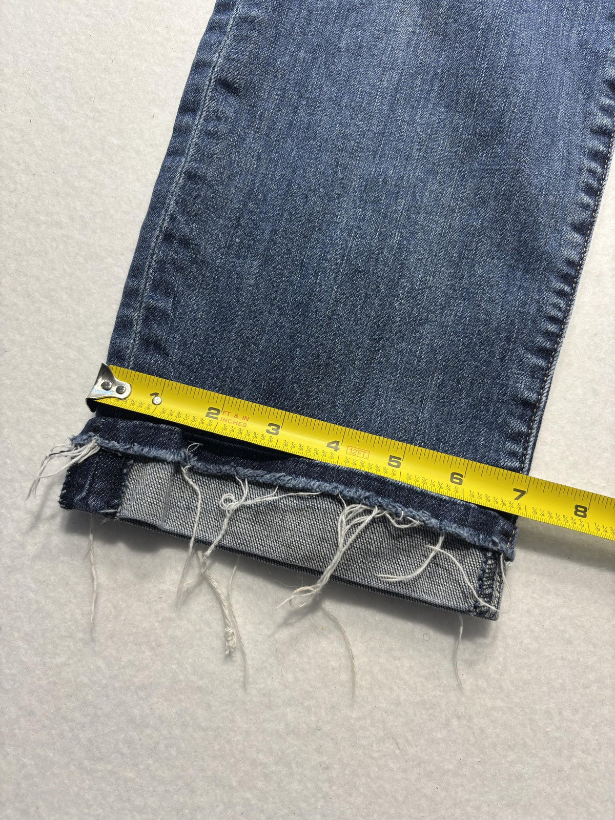 KUT From The Kloth Jeans Womens 14 Blue Mid Rise Straight Raw Hem Distressed