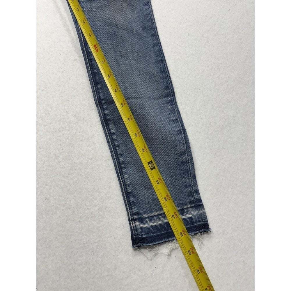 RtA Jeans Womens 25 Blue Medium Wash Mid Rise Skinny Stretch Raw Hem 25x29