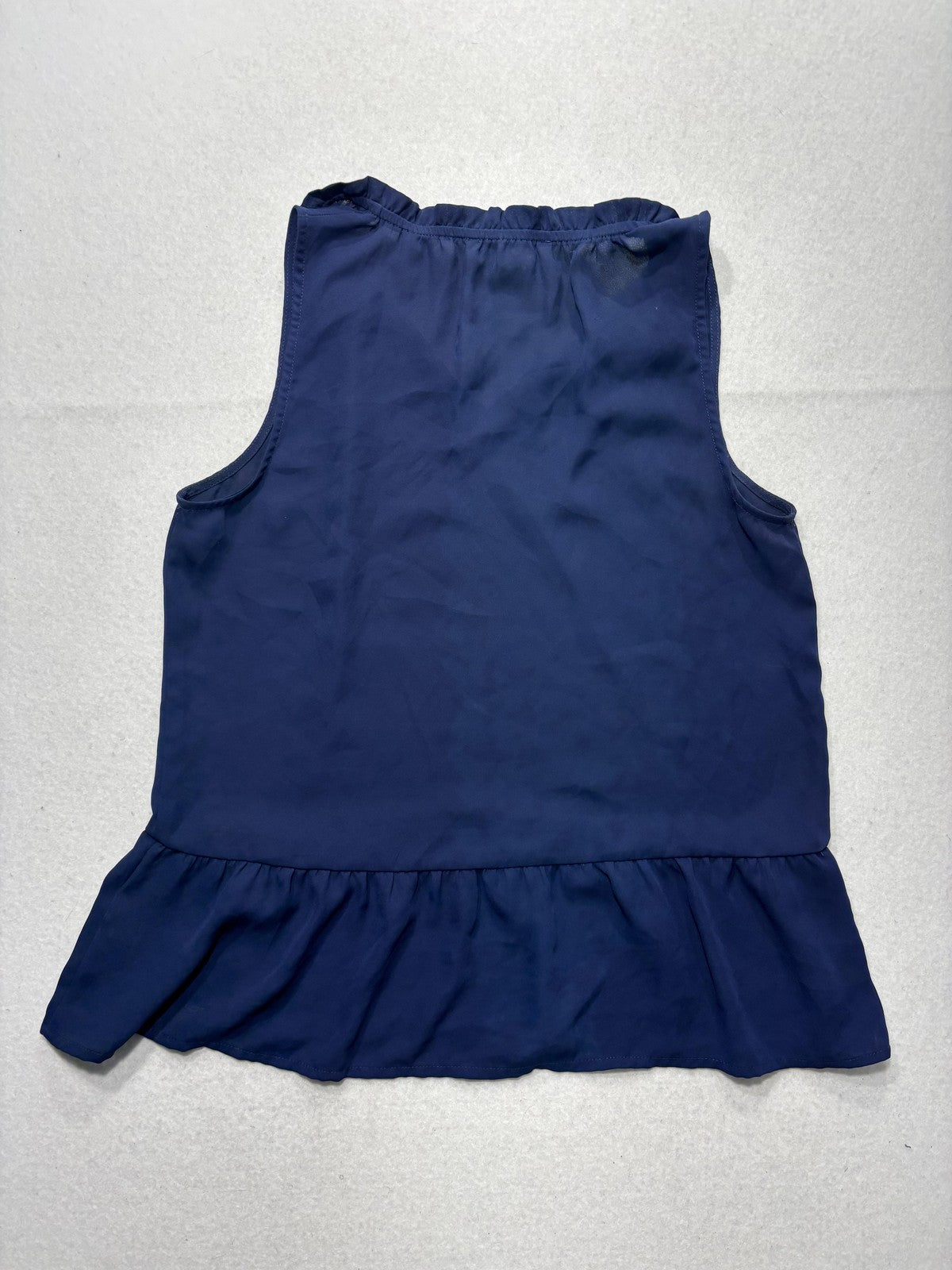 MICHAEL Michael Kors Blouse Womens Small Blue V Neck Chain Tie Ruffle Tunic Top