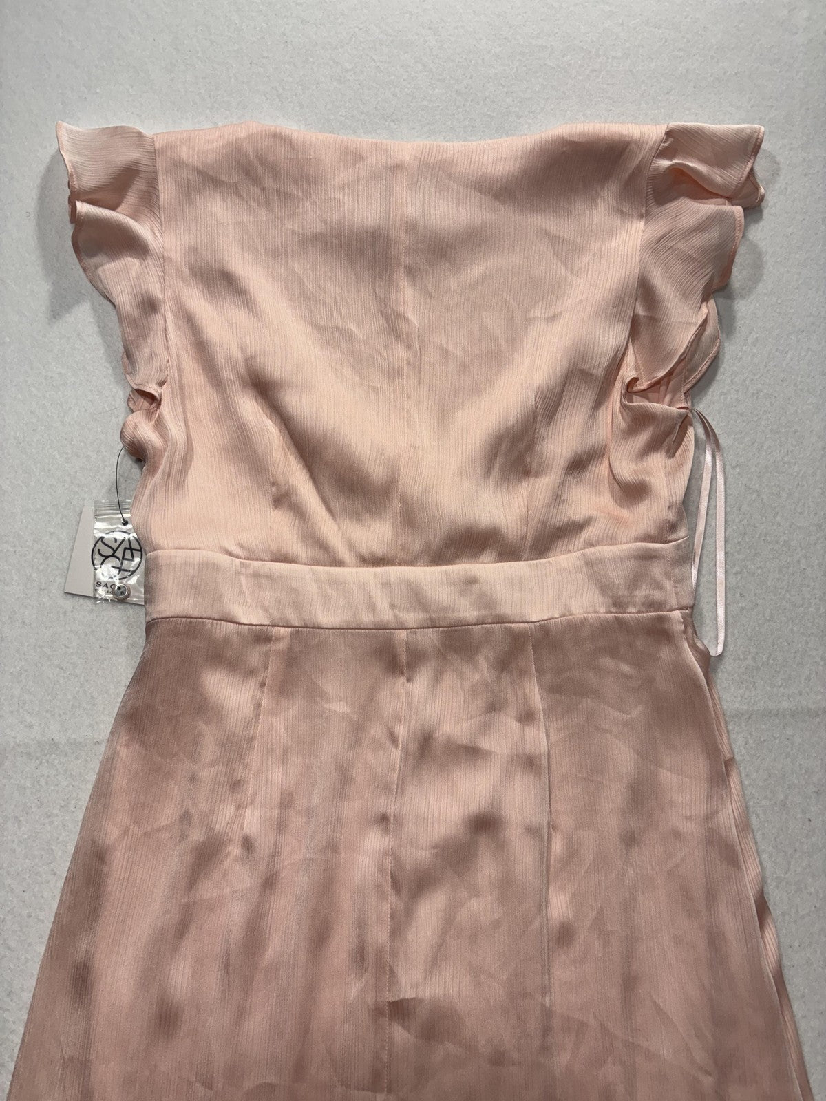 Sage Collective Dress Womens 10 Pink V Neck Flutter Sleeve Satin A Line Midi