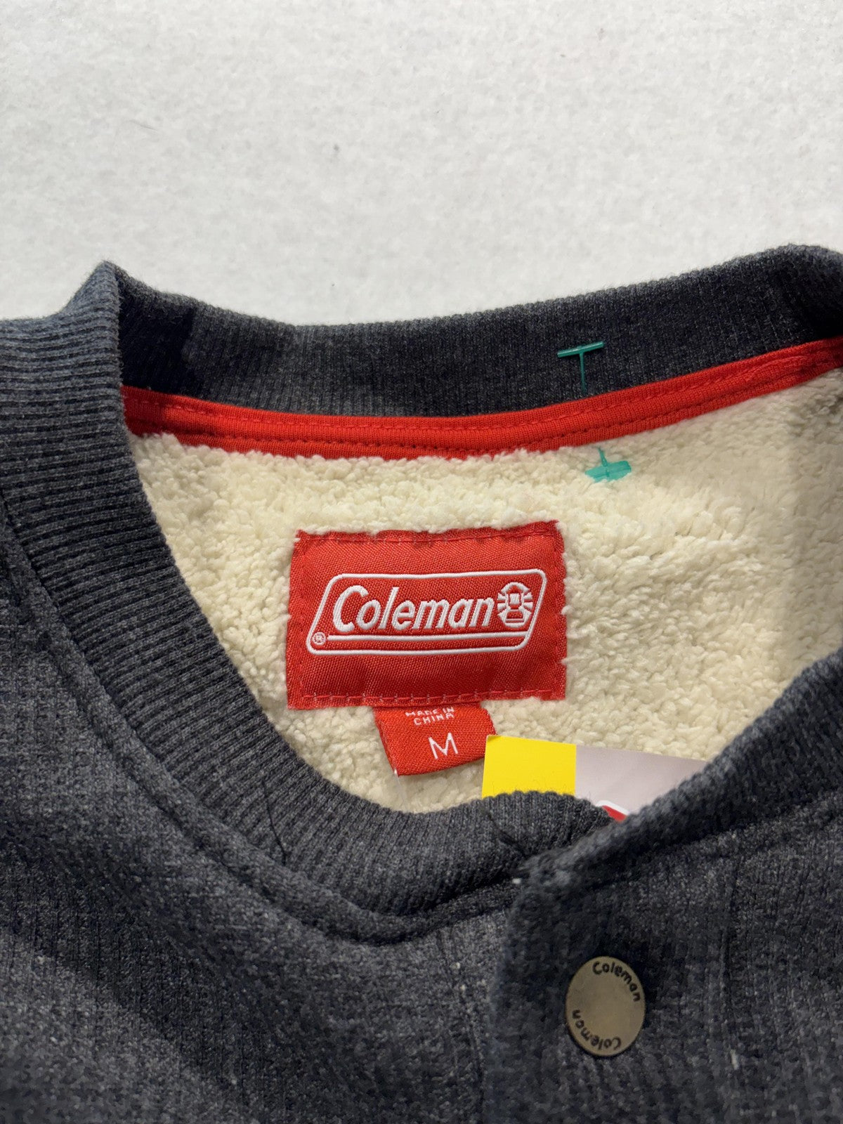 Coleman Sweatshirt Mens Medium Black Heather Thermal Henley Lined Fleece Pocket
