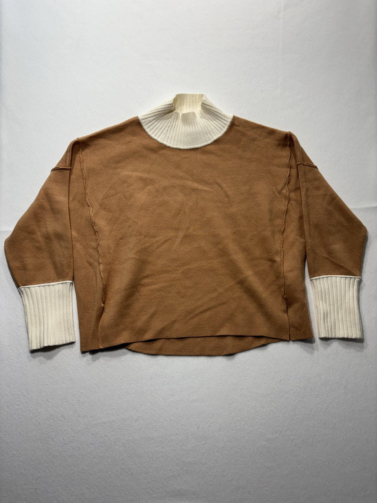 Maeve Sweater Womens Medium Brown Mock Neck Dolman Sleeve Knit Relaxed Pullover