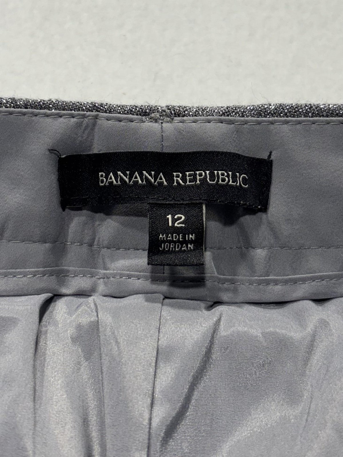Banana Republic Pants Womens 12 Silver Avery Straight Leg Ankle Glitter Party