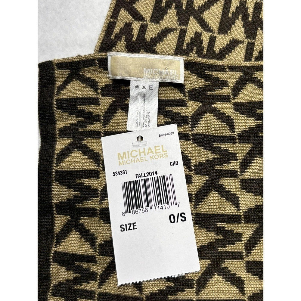 MICHAEL Michael Kors Brown MK Logo Knit Rectangle Scarf Womens OS 534381