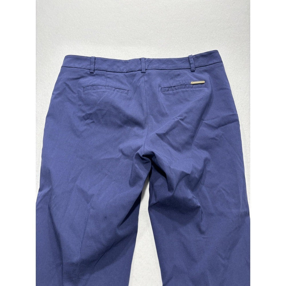 MICHAEL Michael Kors Dress Pants Womens 8 Blue Twill Slim Stretch Flat Front