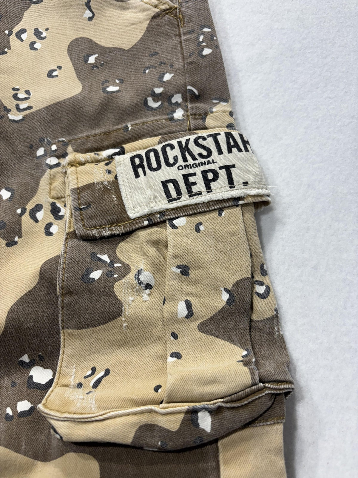 Rockstar Original Black Label Cargo Pants Mens 33x33 Brown Camo Flare Denim