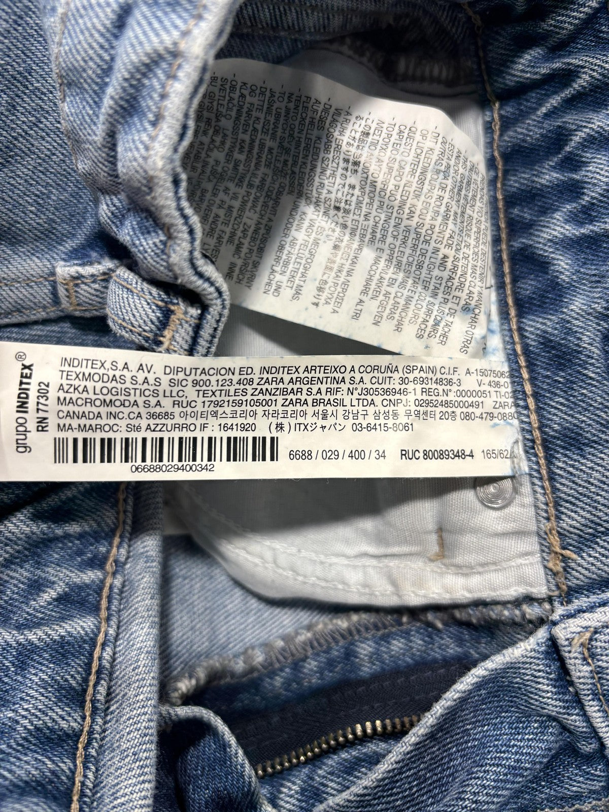 Zara Jeans Womens 2 Blue Medium Wash Straight Leg Mid Rise 24x30.5 Distressed