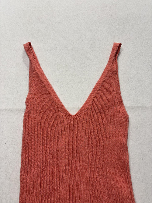 Anthropologie Tank Womens Small Pink V Neck Ribbed Knit Cami Top Stretch Casual