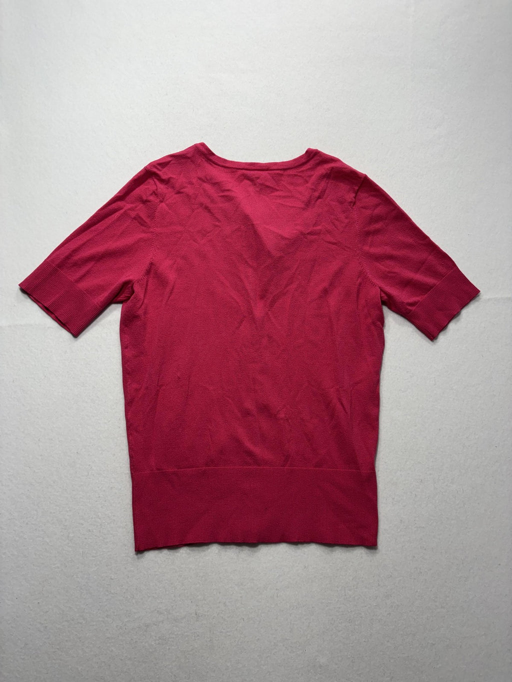 Ann Taylor Cardigan Womens Large Pink V Neck Short Sleeve Button Front Knit