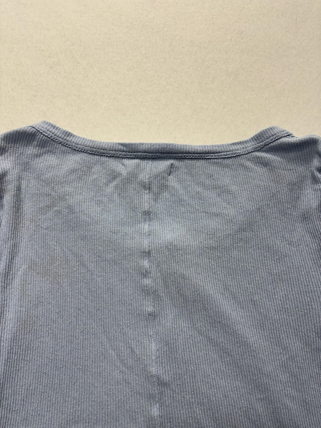 We The Free Shirt Womens XS Blue Scoop Neck Puff Sleeve Cropped Button Knit Top