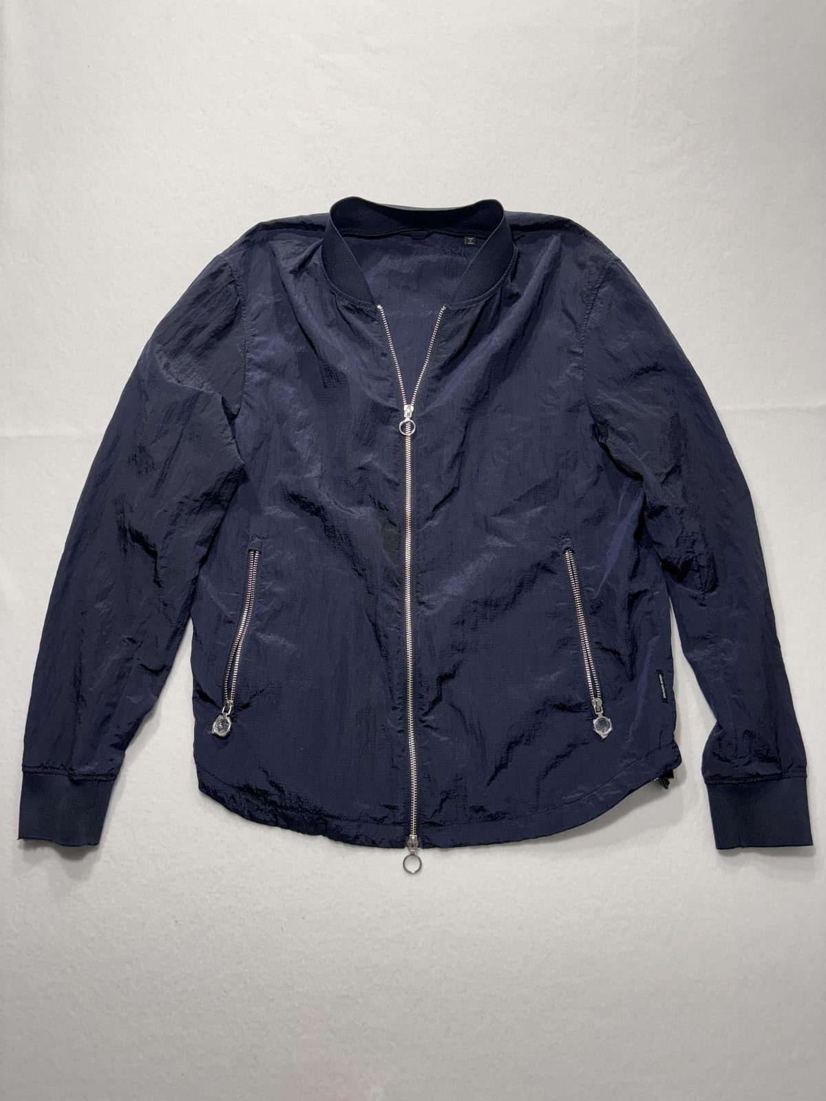 Armani Exchange Jacket Mens XL Blue Nylon Bomber Full Zip Lightweight Casual
