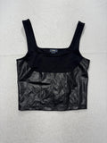 Maeve By Anthropologie Tank Womens Large Black Faux Leather Square Neck Crop