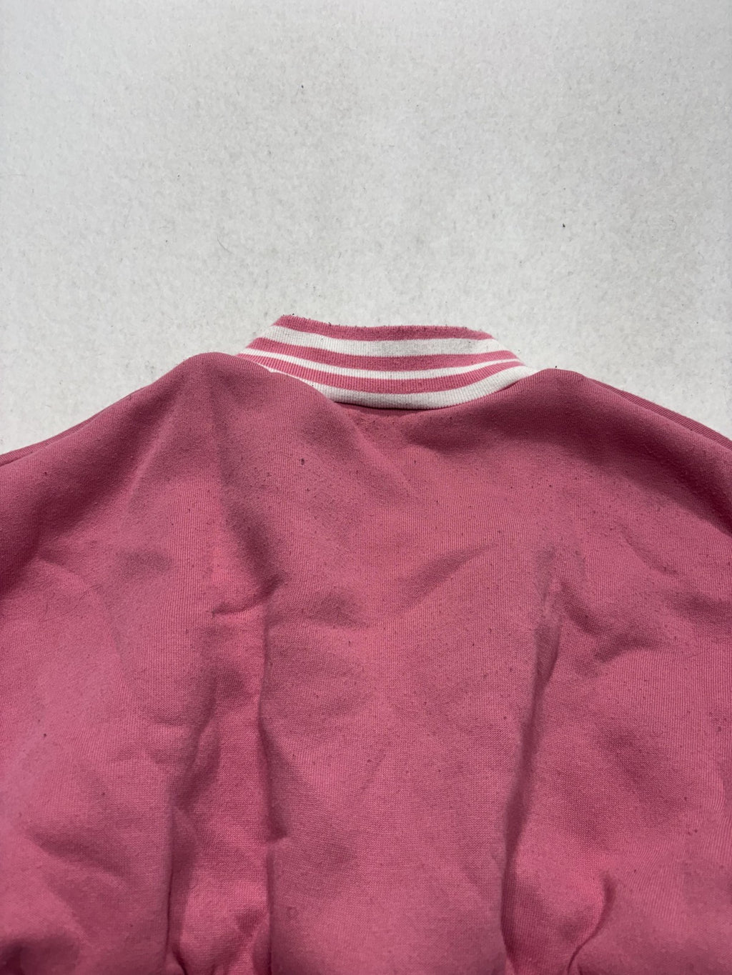 SHEIN Jacket Womens XS Pink Varsity Bomber Letter R Cropped Snap Front Fleece