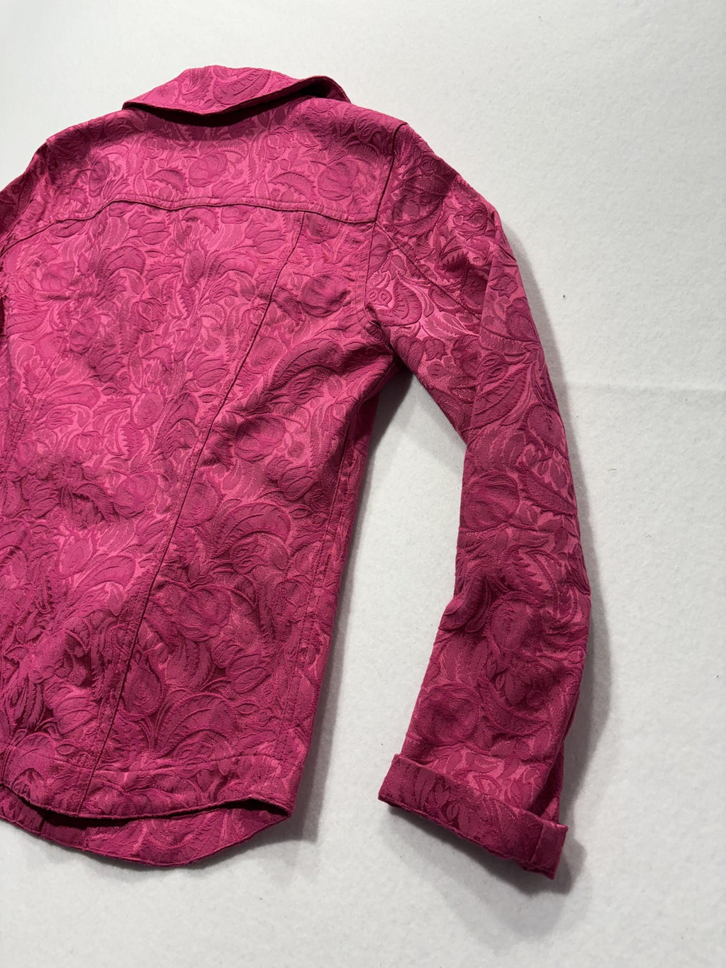 Additions By Chico's Jacket Womens 0 Pink Floral Jacquard Button Front Twill