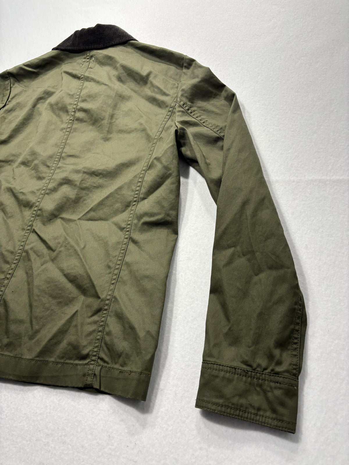 J.Crew Jacket Womens XS Green Utility Military Corduroy Collar Full Zip Pockets
