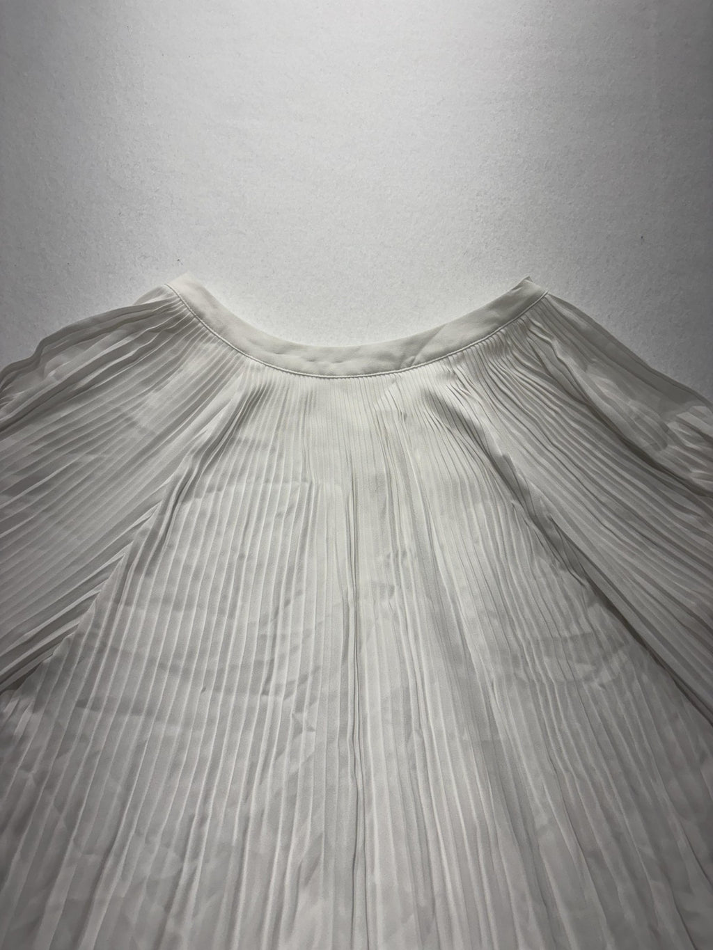 Chico's Blouse Womens 2 White Pleated V Neck Long Balloon Sleeve Tunic Top