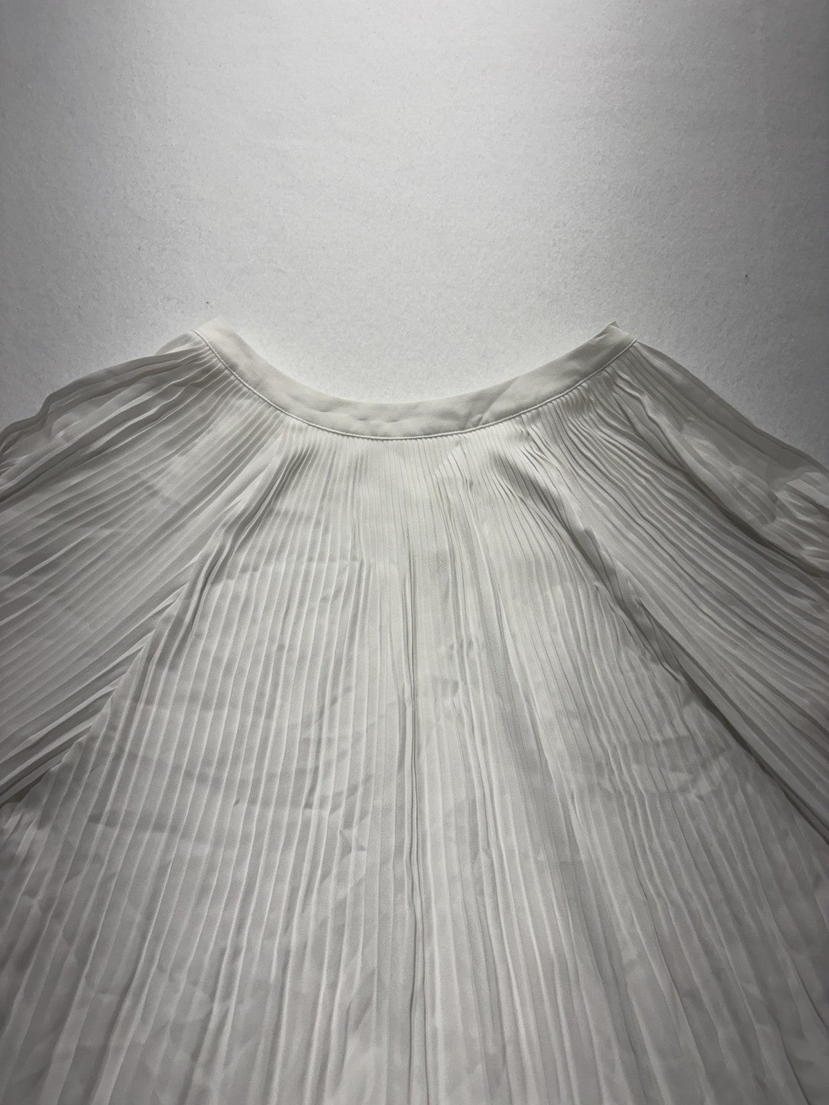 Chico's Blouse Womens 2 White Pleated V Neck Long Balloon Sleeve Tunic Top