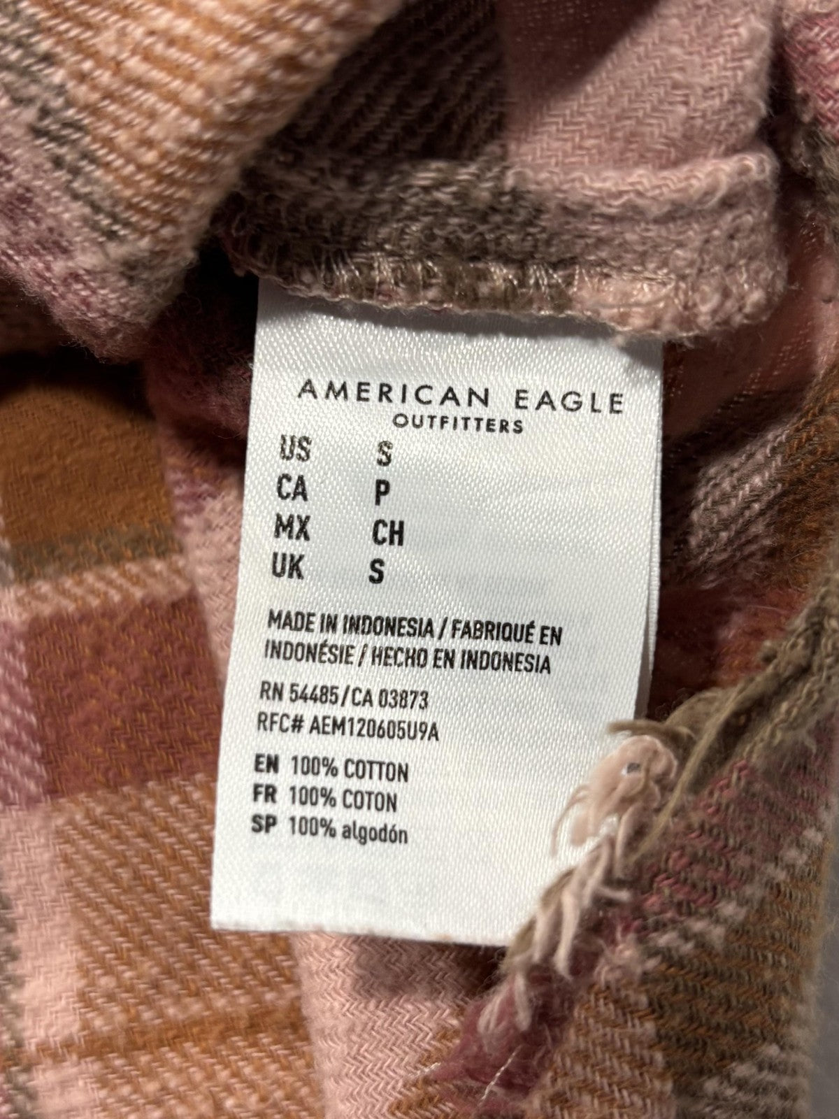 American Eagle Outfitters Button Up Shirt Womens Small Pink Plaid Flannel Casual