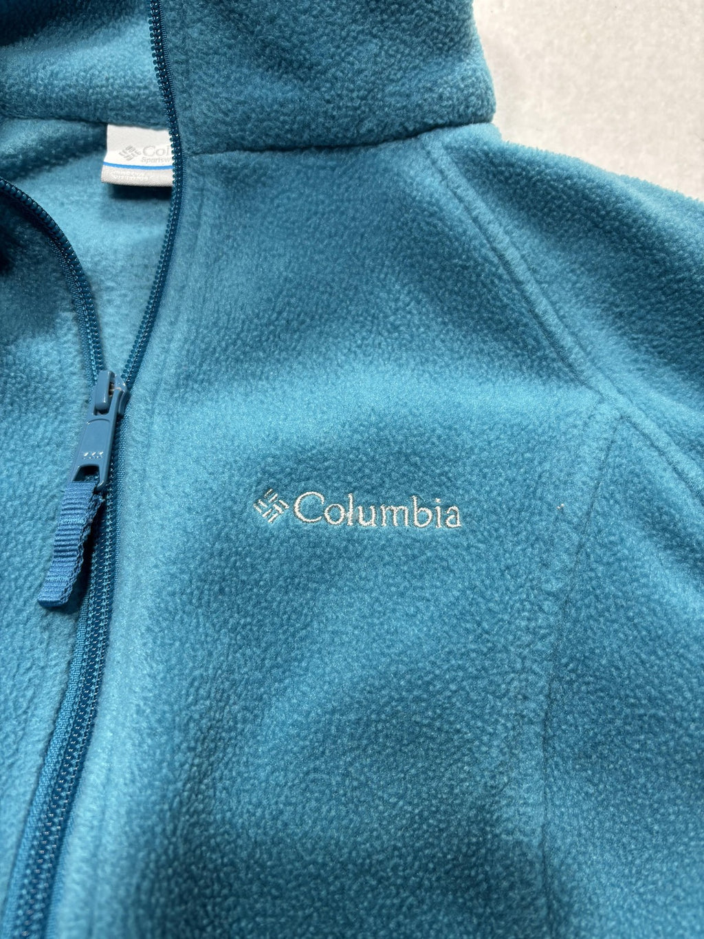 Columbia Jacket Womens S Blue Fleece Full Zip Stand Collar Pockets Outdoor Soft