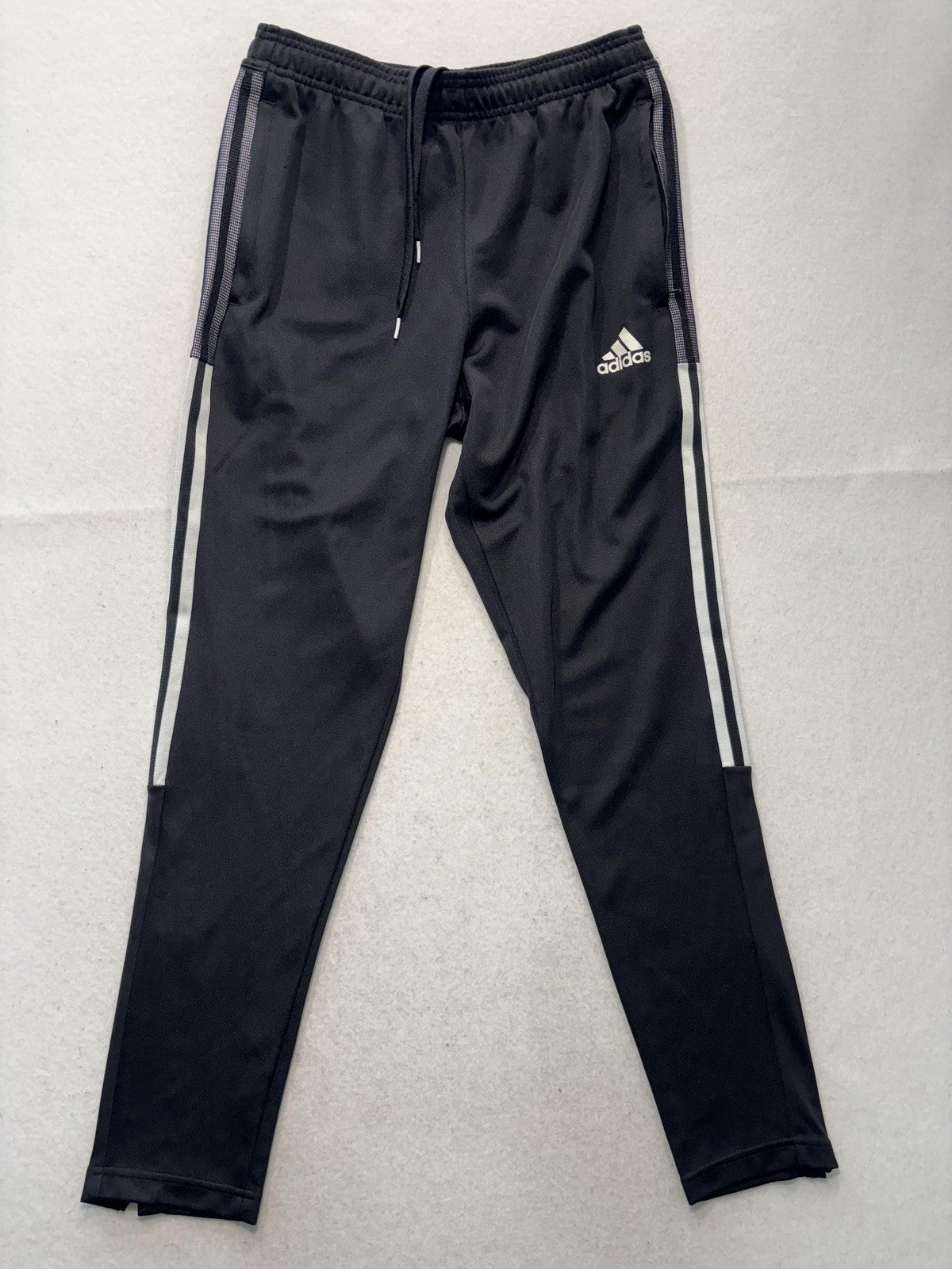 Adidas Track Pants Mens Medium Black AEROREADY Elastic Waist Side Stripe