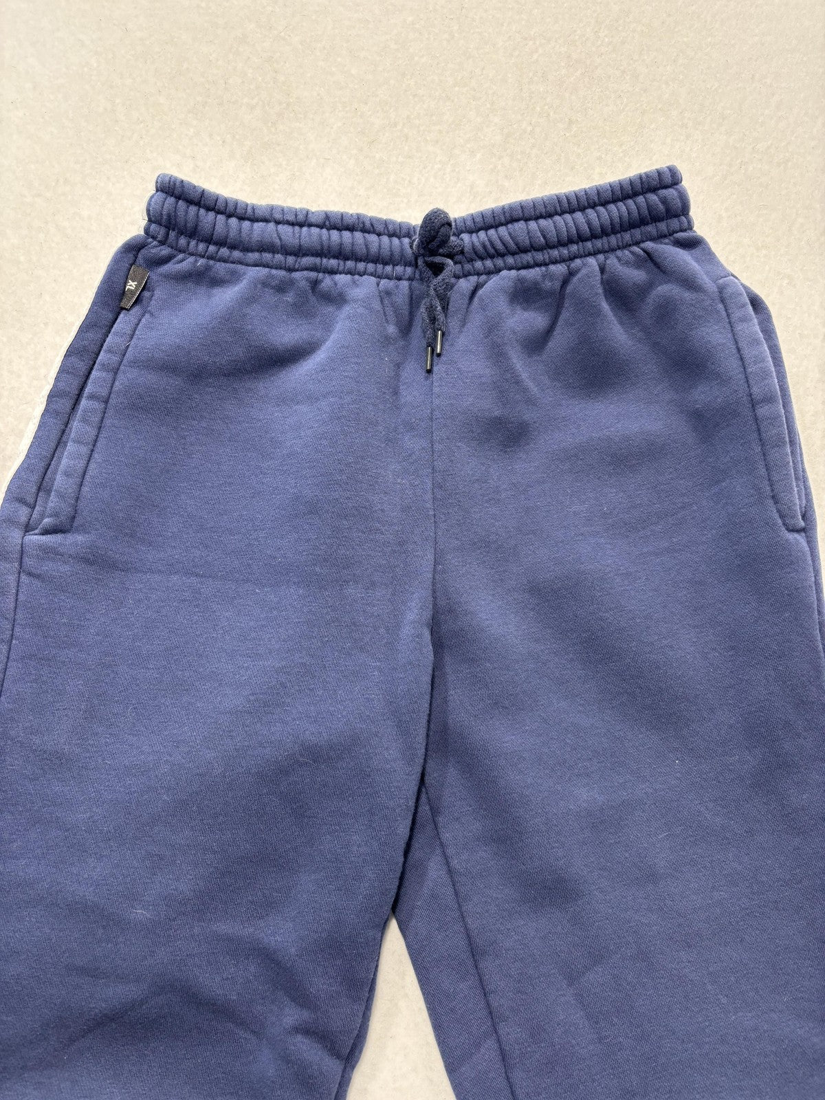 Athletic Works Pants Kids XL Blue Fleece Ankle Drawstring Side Stripe Casual