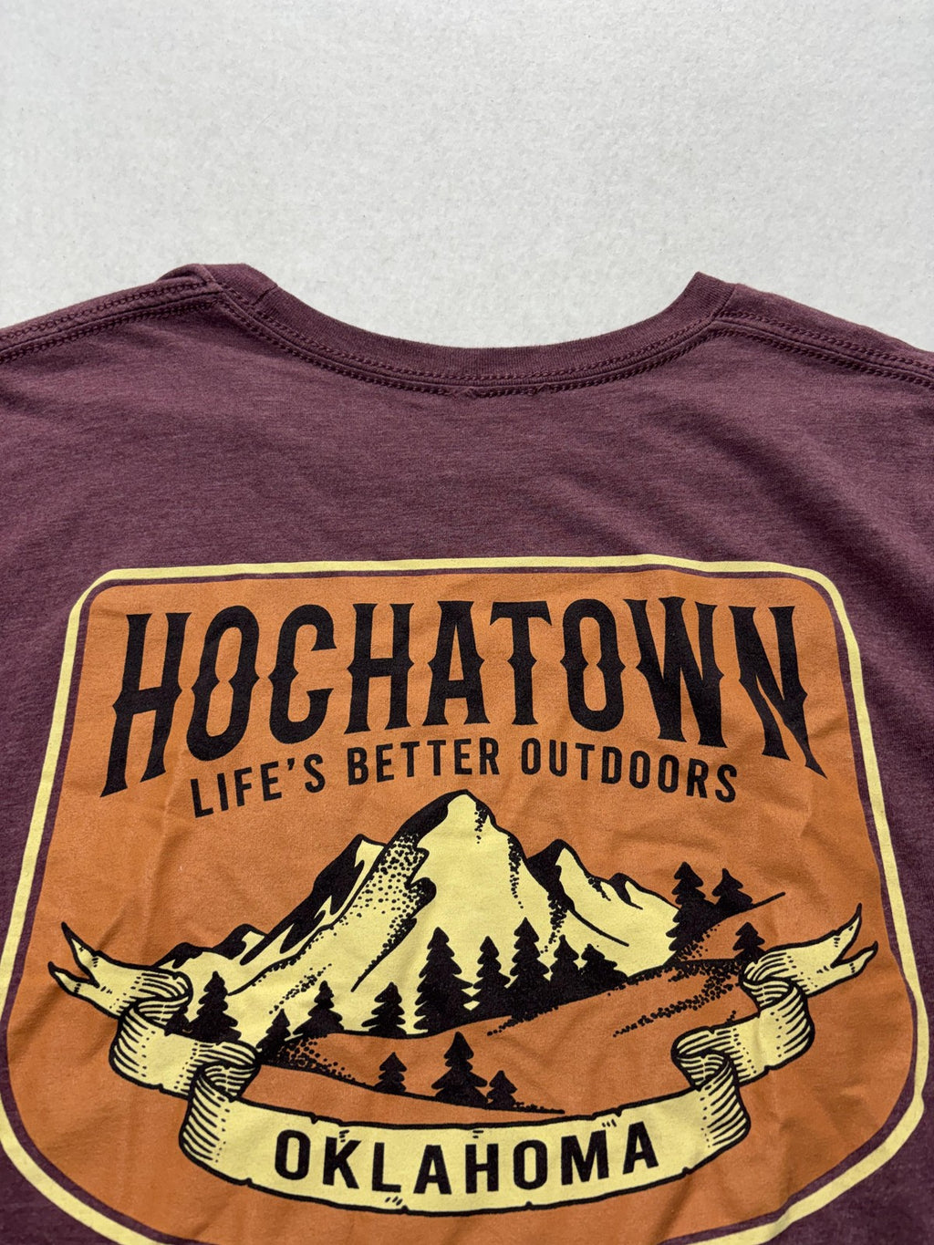 Hochatown Oklahoma Shirt Mens Large Purple Mountain Graphic Double Sided Tee