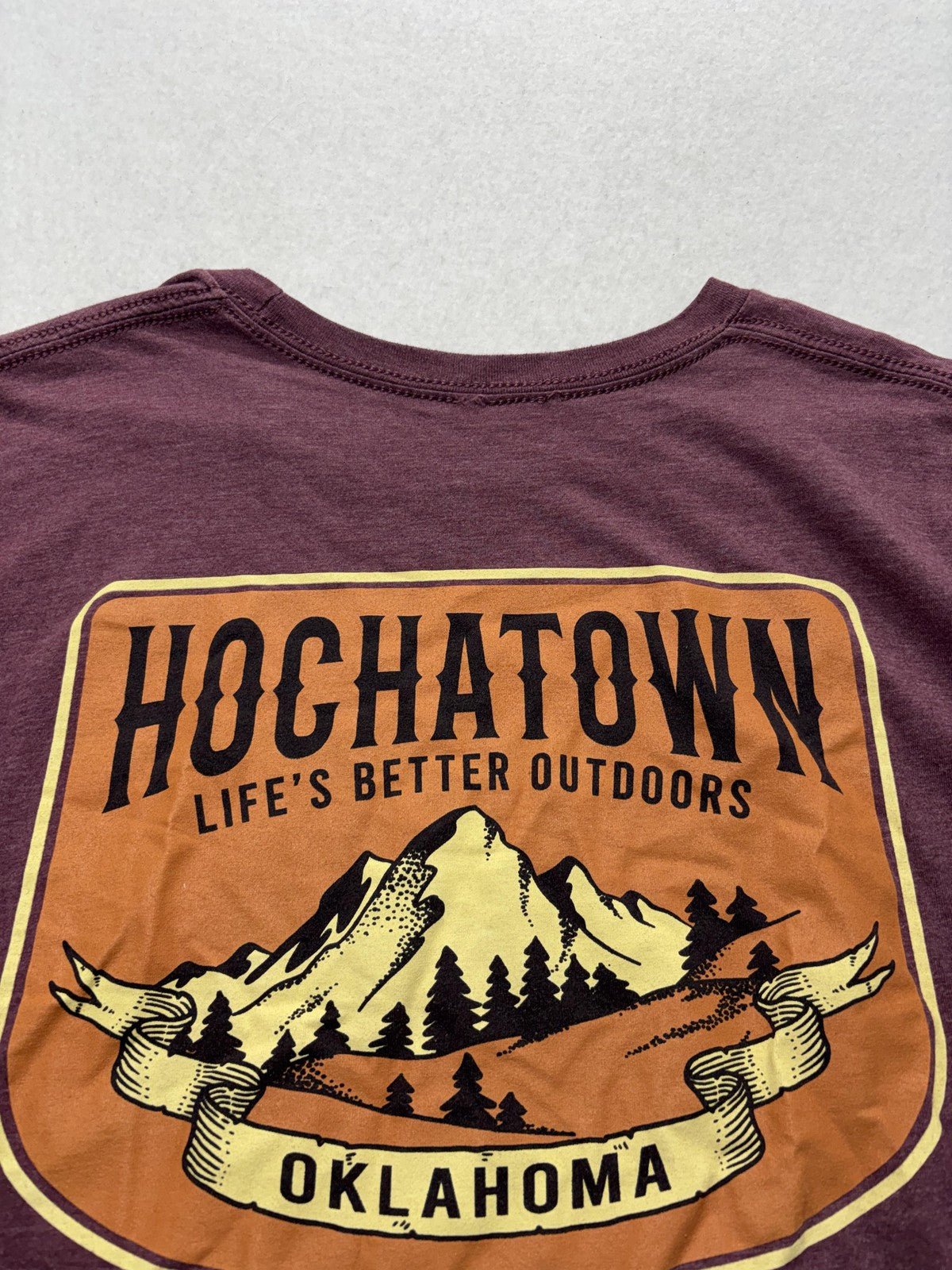 Hochatown Oklahoma Shirt Mens Large Purple Mountain Graphic Double Sided Tee