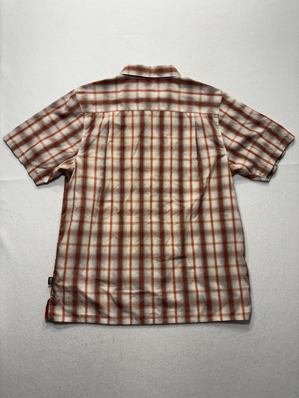 The North Face Shirt Mens Medium Orange Plaid Short Sleeve Button Up Casual